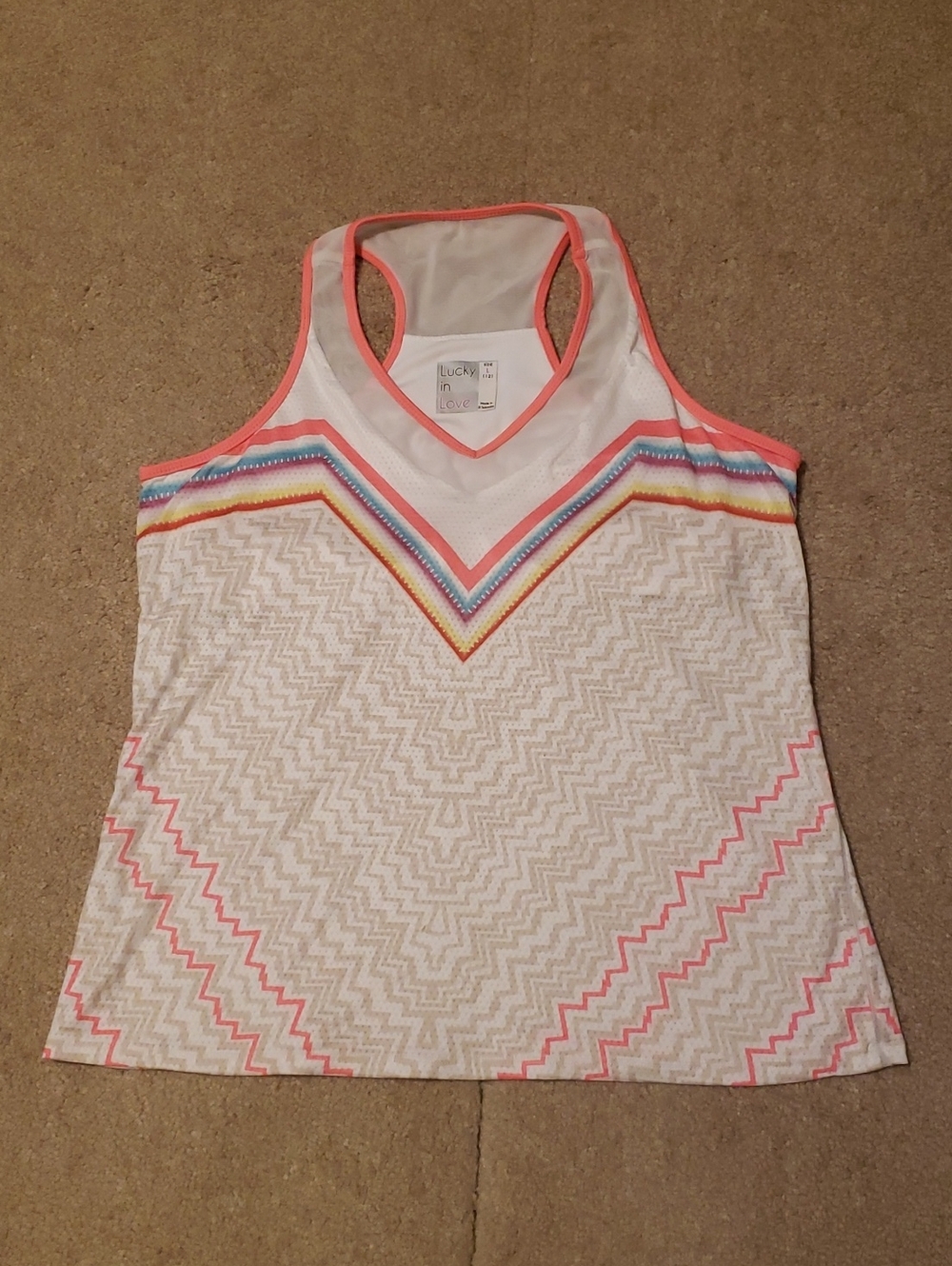 Lucky In Love Women’s Chevron Tennis Tank